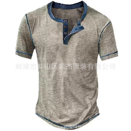 Foreign Trade Independent Station European Size Summer T-shirt Color Collar Button Collar Short Sleeve Cycling Hiking Casual Top Men's T-shirt