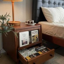 复古全实木全实木床头柜简约家用小户型置物柜超窄储物柜收纳柜子