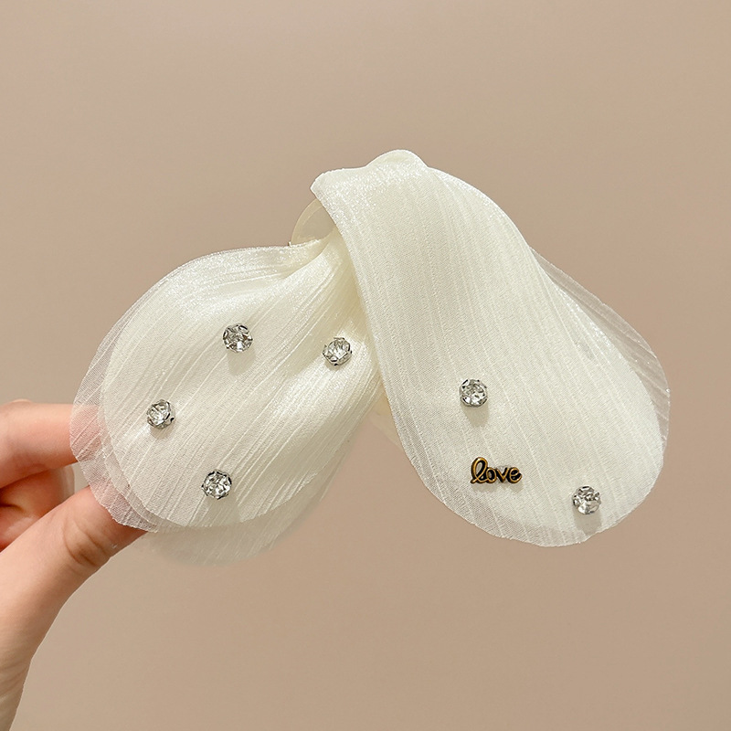 1#Tulle butterfly clip beige (bottom clip 12.5cm butterfly 15cm)