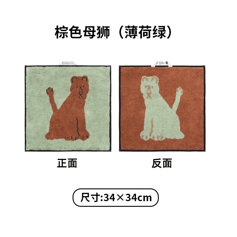 提花卡通INS风纯棉方巾34*34CM加厚60克方巾擦手巾柔软吸水小毛巾|undefined