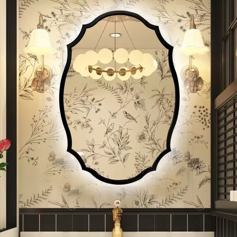 French Mirror Retro Bathroom Wall-Mounted Bathroom Mirror Vanity Mirror Smart American Entrance Decoration