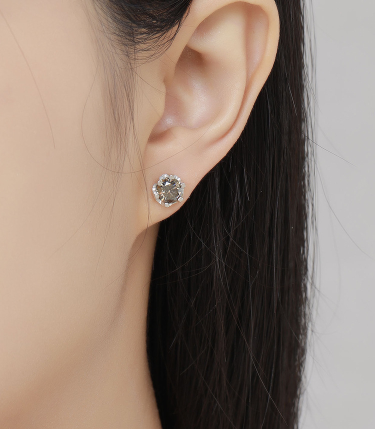 56g Weight 925 Sterling Silver Ear Needle Material Moissanite Inlay Material Ear Studs Classification 1 Pair Quantity Holiday, Daily Occasion 925 Sterling Silver Material Round Pattern Women's Gender GRA Certificate, Inlay Design Simple Style, Shiny Style 1 Pair 925 Sterling Silver Moissanite Round Ear Studs 5