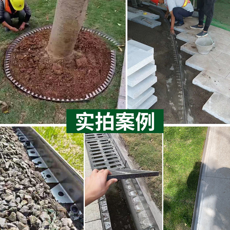 Jardín de acero inoxidable tira de borde de cierre cinturón de separación de hierba cinturón de separación de anillo de árbol de contención de suelo verde cinturón de aislamiento de hierba y piedra espesado