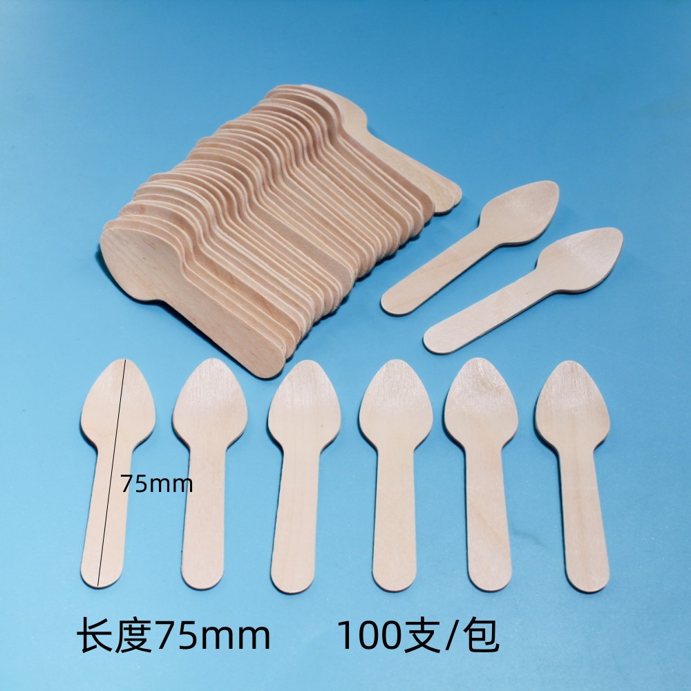 Cuchara de hielo desechable al por mayor Cuchara de helado de embalaje independiente Cuchara de degustación desechable de abedul natural degradable