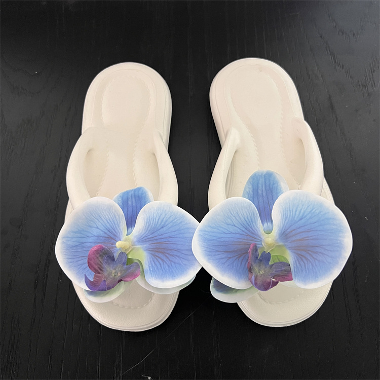 Chanclas de flores de bricolaje Yi Mengling el mismo estilo Phalaenopsis zapatos de playa para mujer pisando mierda sandalias y zapatillas casuales de verano
