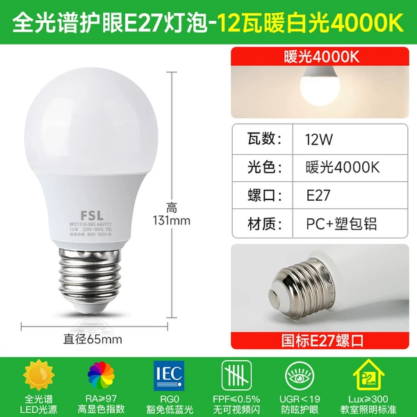 【Full Spectrum】12W-Warm White Light