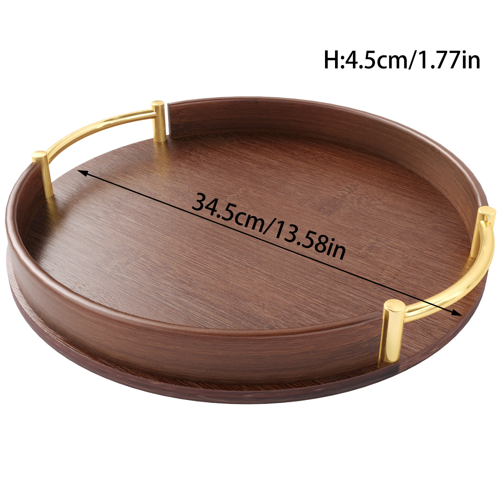 Pallet redondo de bambú marrón para el hogar de lujo ligero decoración de la sala de estar taza de café de alto valor plato de comedor taza de pan bandeja
