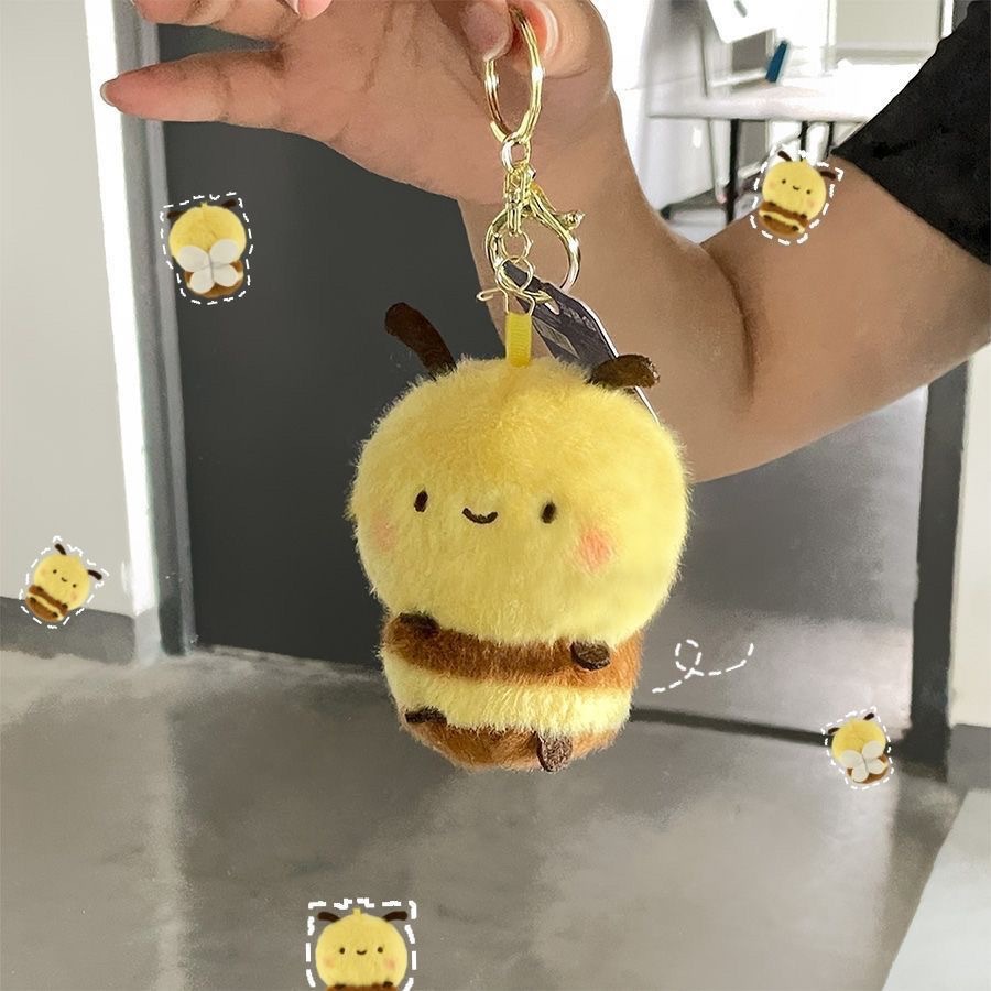 Mu Qicheng con la abeja de peluche bolsas escolares colgantes muñecas adornos muñecas juguetes de peluche lindos