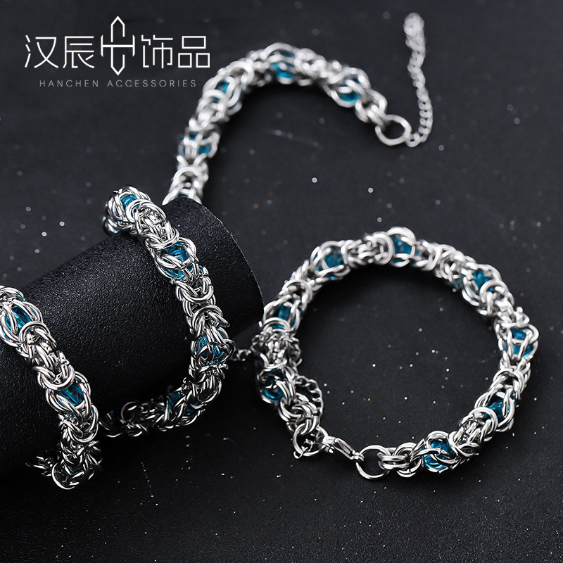 Wavy Bracelet Men's Sapphire High-end All-match Personalized Hip-hop Summer Accessories Women's Niche Simple Jewelry