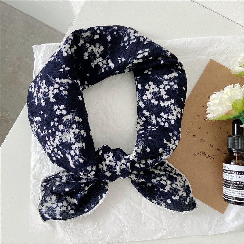 Qadınlar üçün çiçəkli kvadrat yaylıq, 55 sm pambıq şal