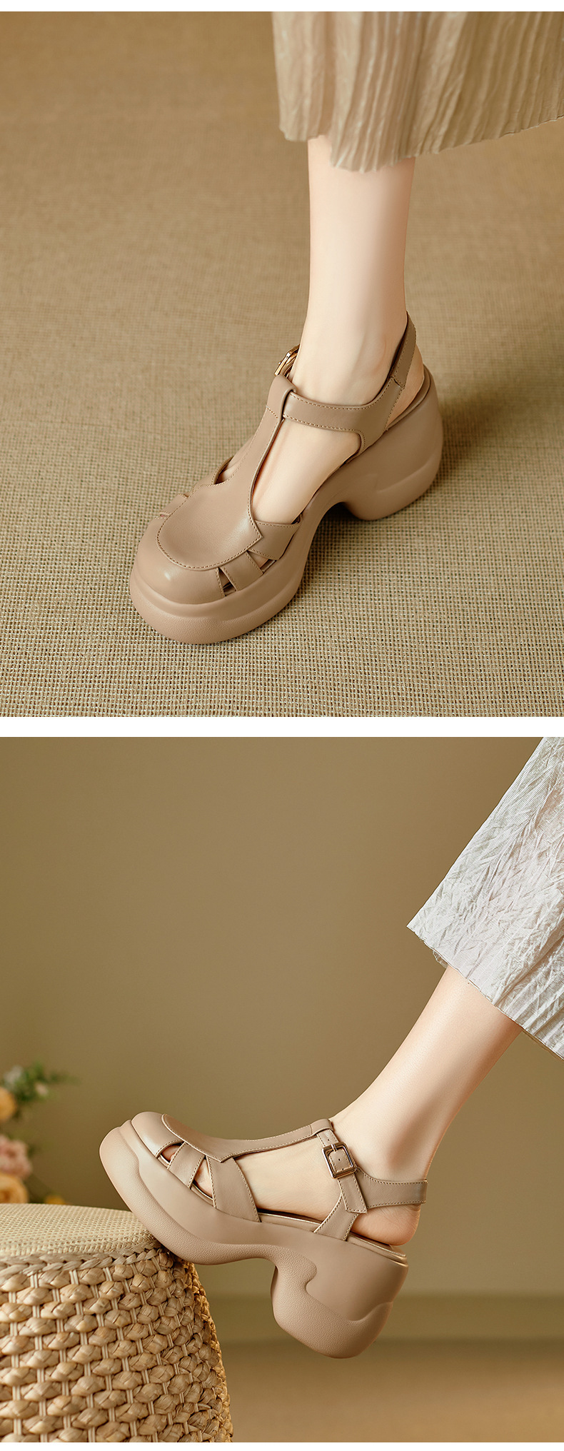 Sandal nữ quai chữ T đế xốp dày phong cách La Mã — đen chi tiết 7