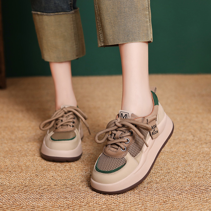 Thick-Soled Summer Thin Mesh Shoes for Women, New Spring and Autumn Versatile Breathable Platform Sole Mesh Casual Sneakers