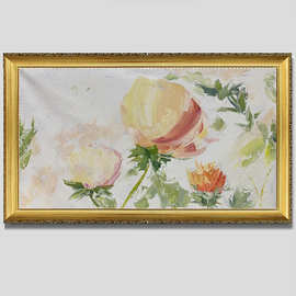 高端纯手绘油画玫瑰花卉装饰画客厅玄关现代简约立体挂画厚油刀画