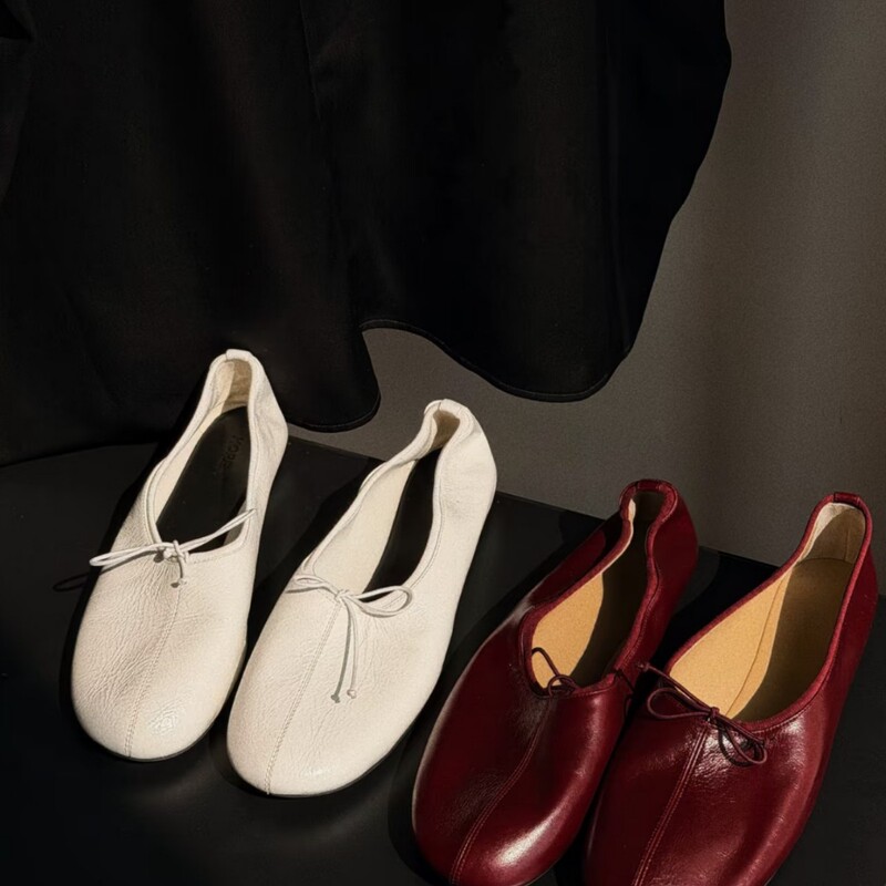 In-Stock Version~ Round-Toe Bowknot Korean-Style Ballet Flat Shoes for Women, Spring Comfortable Granny Shoes with Soft Soles and Shallow Mouth