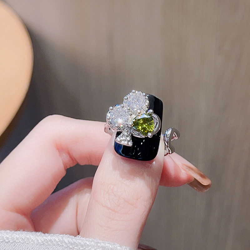10g Weight Rhinestones Inlay Material Open Rings Classification Adjustable Ring Size 1 Piece Quantity Daily, Street Occasion Copper Material Geometric Pattern Women's Gender Plating, Inlay Design Sweet, Cool Style Style Wholesale Sweet Cool Style Geometric Copper Plating Inlay Rhinestones Open Rings 4