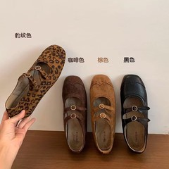 内增高复古棕色圆头玛丽珍小皮鞋秋季女鞋配裙子浅口单鞋芭蕾舞鞋
