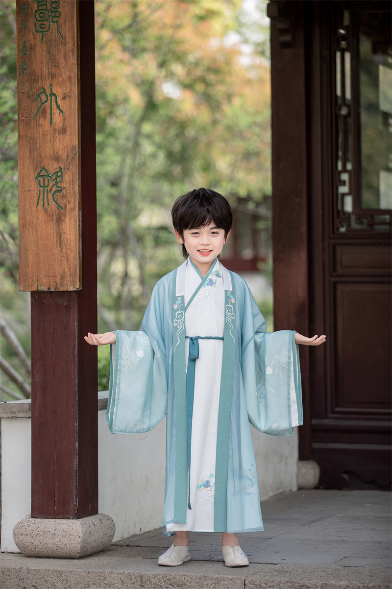 男童汉服夏季书生演出服童装古装帅气儿童秋装长袖唐宋唐装古风男