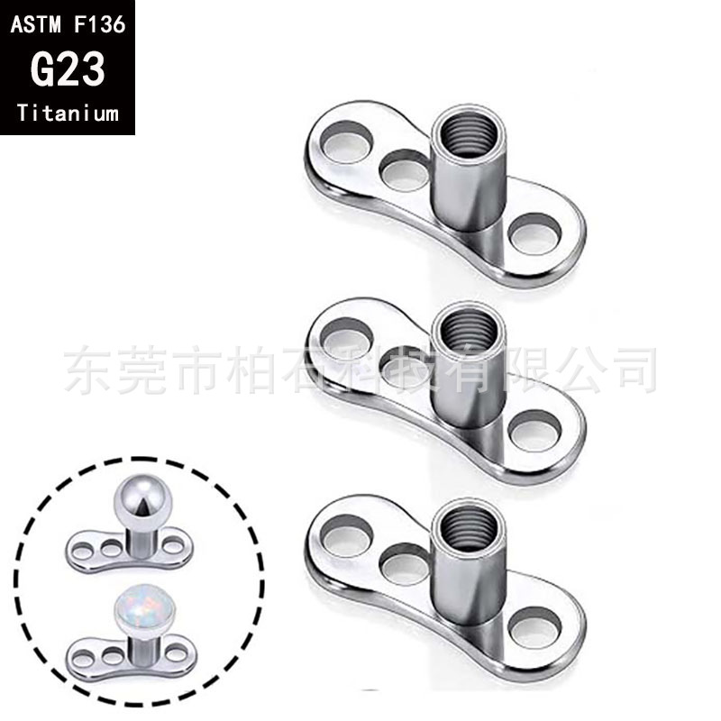 F136 Titanium Alloy Buried Nail Base Subcutaneous Implantation Internal Thread 3-Hole Bone Nail G23 Titanium Body Piercing Jewelry detail image 12