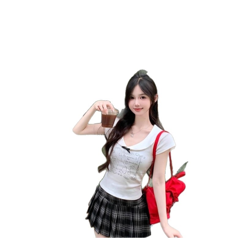 綿の趣味のアニメのプリントの子供の襟の半袖のtシャツの女性の夏の新型は年齢を減らして明らかに痩せています。|undefined