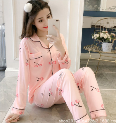 Cardigan Pijamas Mujer Otoño e Invierno Internet celebridad lindo traje de dos piezas de manga larga casual primavera coreana y otoño princesa estilo ropa para el hogar image 33