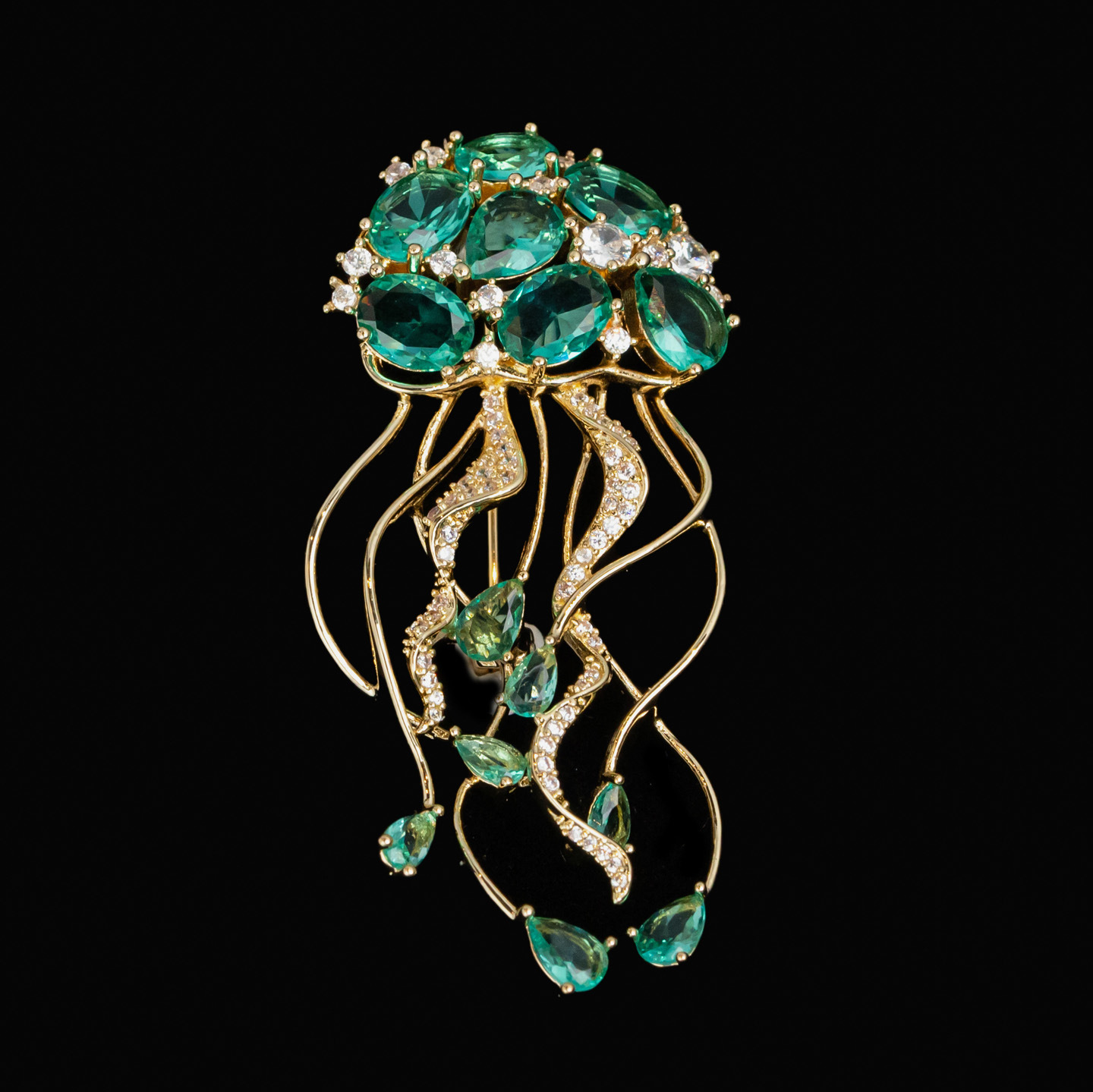 Thousand silver Kanas blue marine life blue crystal jellyfish brooch pin romantic premium gift