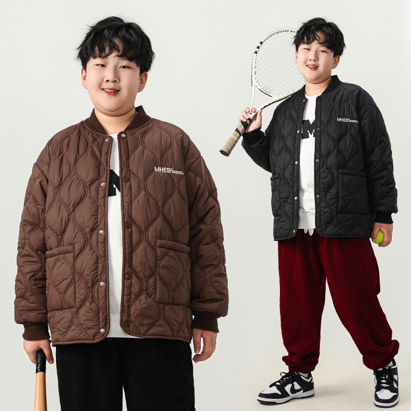 Fat Boy ropa de algodón acolchada para niños Delgado uniforme escolar artefacto ropa de algodón acolchado forro gordo ropa para niños ropa de invierno para niños ropa delgada de algodón acolchada más tamaño