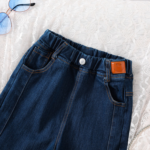 Women's Pants Cross-Border Korean Version Leg Opening Elastic Wide Leg Denim Pants 2024 Spring Amazon Kids Fashion Trend