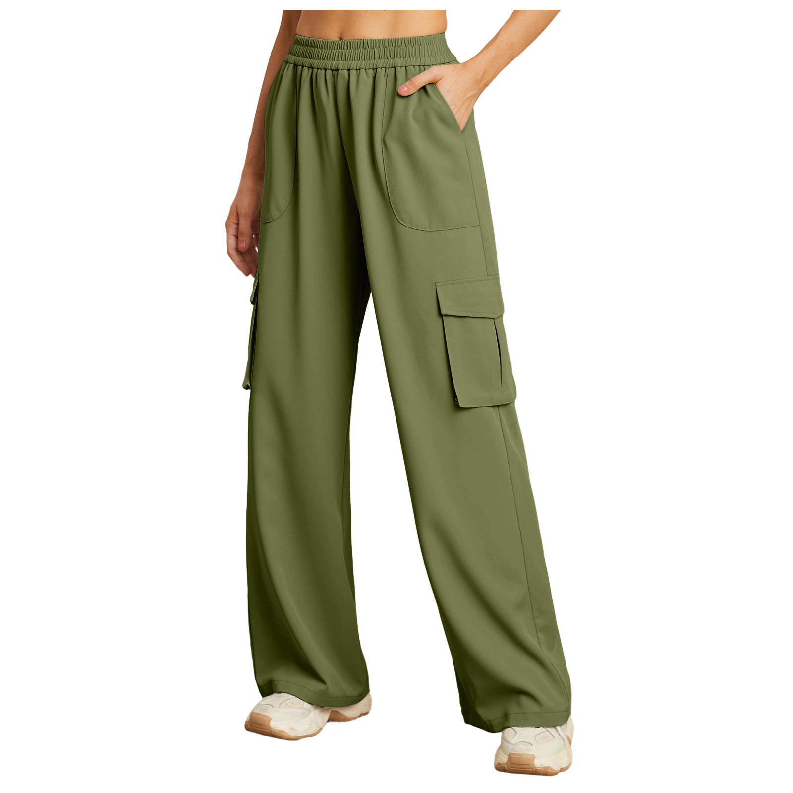 2024 Amazon, comercio exterior europeo y americano, nuevo estilo, bolsillo de color sólido, ropa de trabajo elástica, pantalones casuales