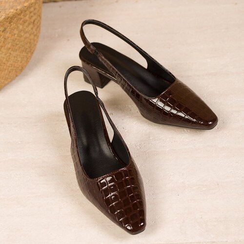 Pointed-toe diamond-patterned high-heeled shoes for women—spring/summer chunky-heel retro-style closed-toe low-cut single-layer shoes for women