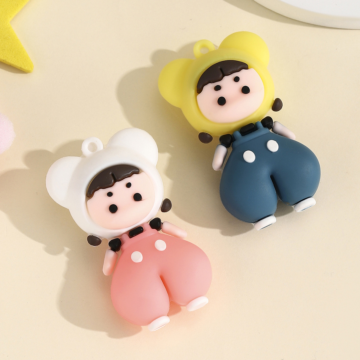 멜빵바지 소녀 캐릭터 신발 장식 참 키링 DIY 부자재