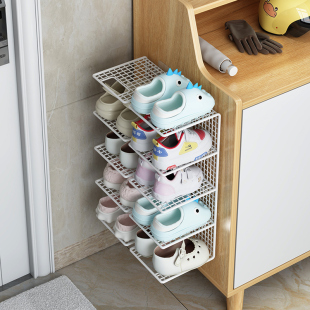 Multi-Layer Wall-Mounted Doorway Shoe Rack, Small Narrow Simple Shoe Cabinet, Child-Free Storage Rack, Household Baby Shoe Punching