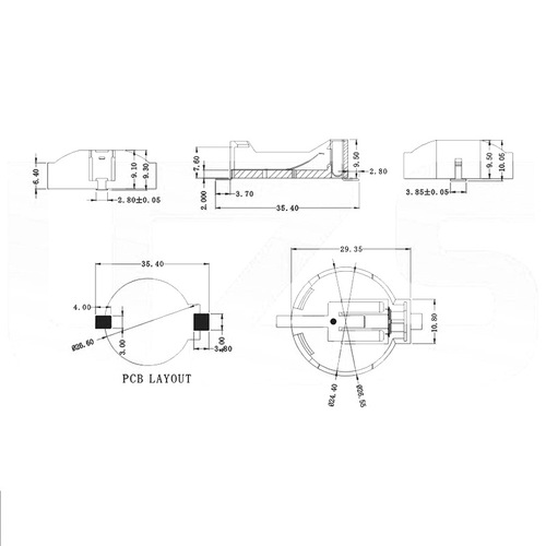 CR2450 battery holder BS-2450-3SMT3V horizontal plate button battery holder battery box environmentally friendly battery