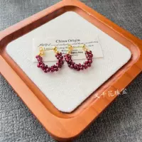 Серьги из южного красного граната, новые серьги ручной работы из красного агата в стиле шинуазри, нишевый дизайн, ретро, изысканные и милые.