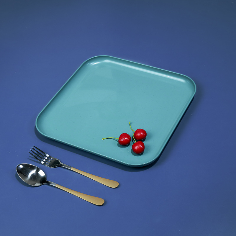 Bandeja cuadrada paja de trigo hogar taza de té plato de fruta bandeja de puesto placa resistente a la caída placa duradera