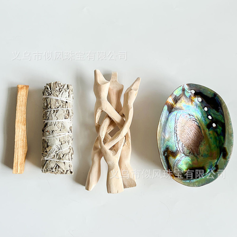 White Sage Holy Wood burning tool abalone shell Indian rosewood bracket triangle display stand aromatherapy container