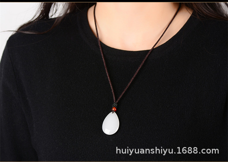 智贝详情图_13新疆金丝玉白玉水滴小花瓶吊坠玉石秤砣平安扣葫
