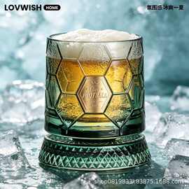 世界杯啤酒杯创意高颜值旋转足球杯玻璃杯新款玻璃水杯威士忌酒杯