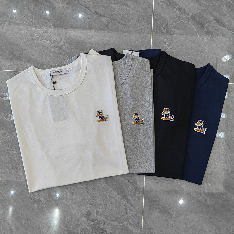 New Foreign Trade Maison Kitsune Casual Embroidered Fox T-Shirt, Unisex Short-Sleeve Trendy Style New Foreign Trade Maison Kitsune Casual Embroidered Fox T-Shirt, Unisex Short-Sleeve Trendy Style