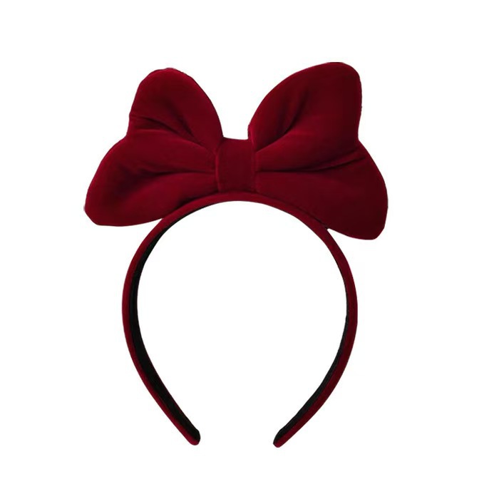 Navidad y Año Nuevo vino de seda de arco de arco de cabello de invierno de alto nivel atmósfera de invierno sensación de tocado retro adorable adornamiento de cabello rojo en línea