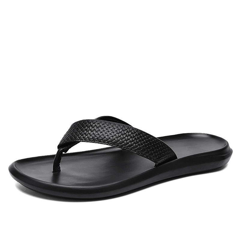 Summer leather flip flops, comfortable universal slippers, sandals