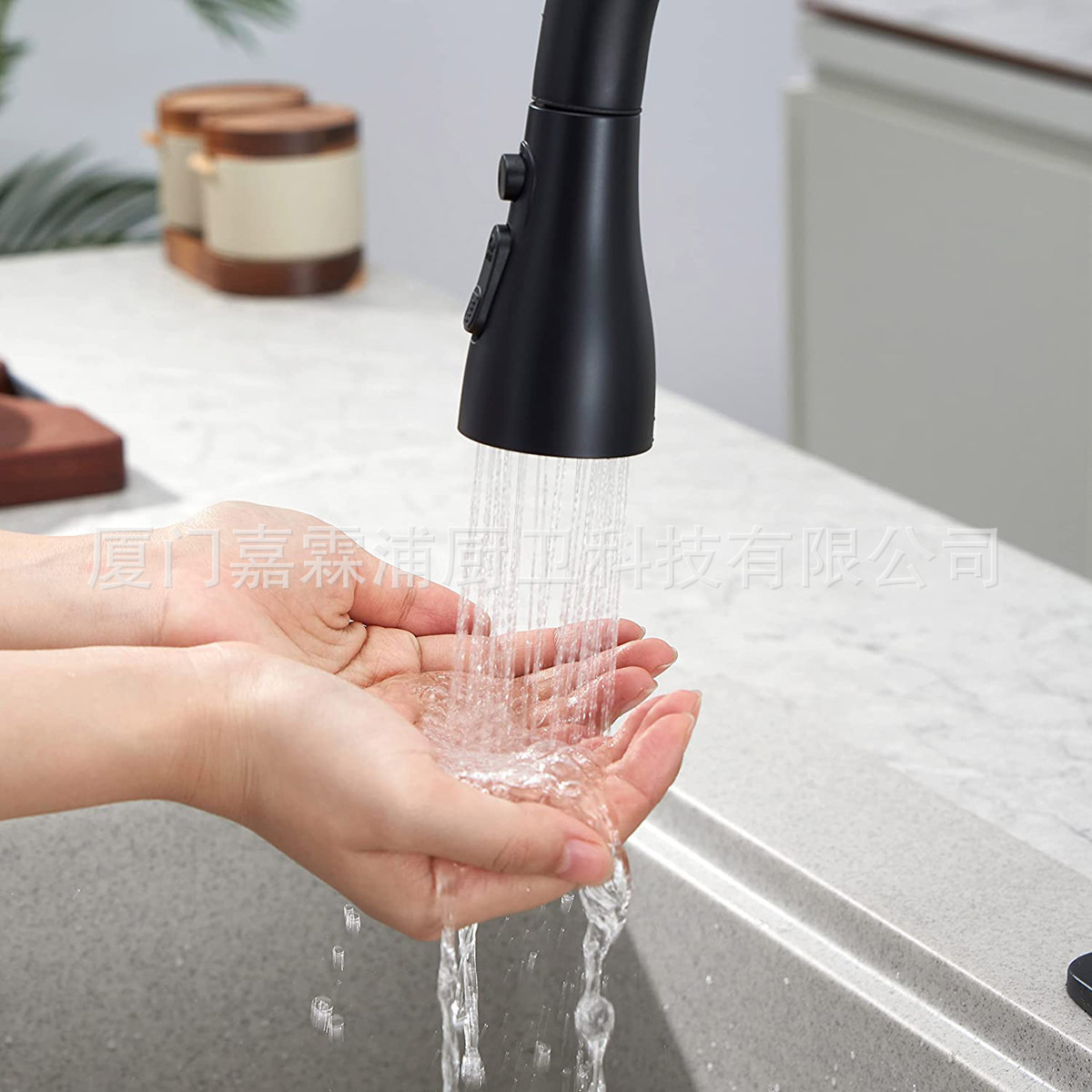 Cross-border kitchen sink, three-function, double-blade water, mesh water, small waist, pull-out faucet, shower head undefined