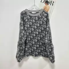Dropshipping Cd High Version Fashion Old Floral Full Print Letter Jacquard Sleeves Double Zipper Unisex Sweater