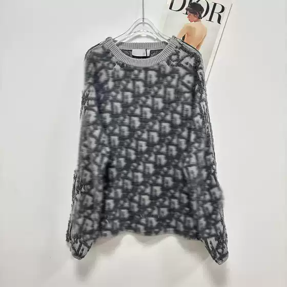 Dropshipping Cd High Version Fashion Old Floral Full Print Letter Jacquard Sleeves Double Zipper Unisex Sweater