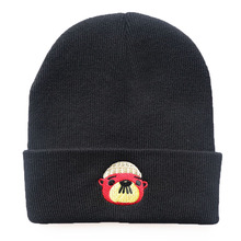 歐美男女秋冬動物卡通熊刺綉針織帽套頭保暖帽嘻哈戶外毛線帽