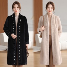 2024冬季新款时尚皮毛一体大衣水貂绒长款外套环保减龄仿皮草保暖