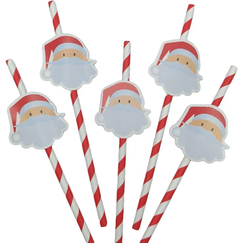 Papá Noel Papá Noel muñeco de nieve fiesta decoración postre pastel cóctel bebida paja image 7