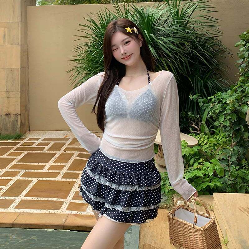 Fat Girl Swimsuit Women's Large Size High-End 2025 New Flesh-Covering Bikini Three-Piece Set for Seaside Vacation and Hot Spring Bathing