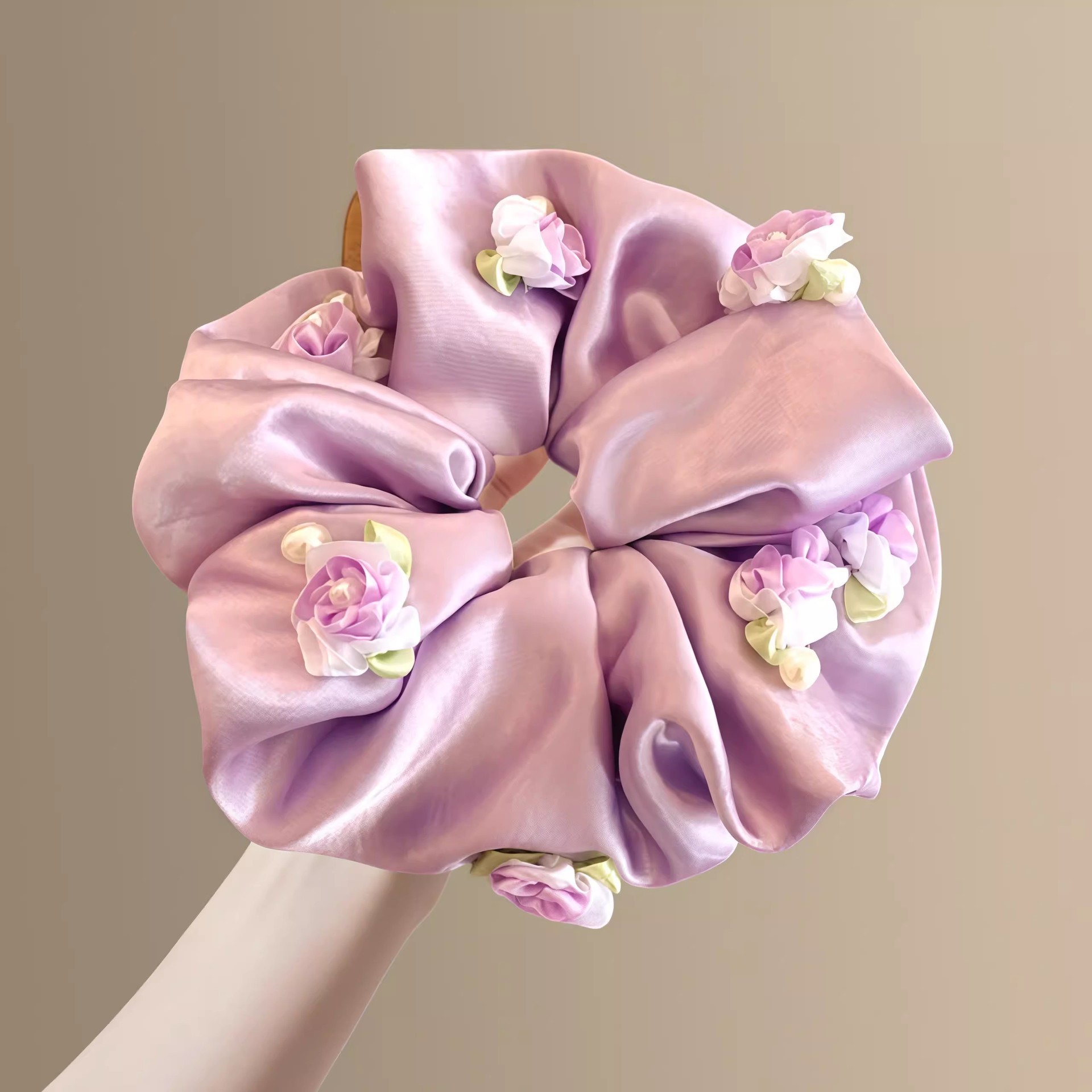 2026 nuevo estilo coreano super grande anillo de pelo intestino grande niñas de alto nivel de sensación de cabello de flores cuerdas de cabello de cordón de goma adornos para el cabello