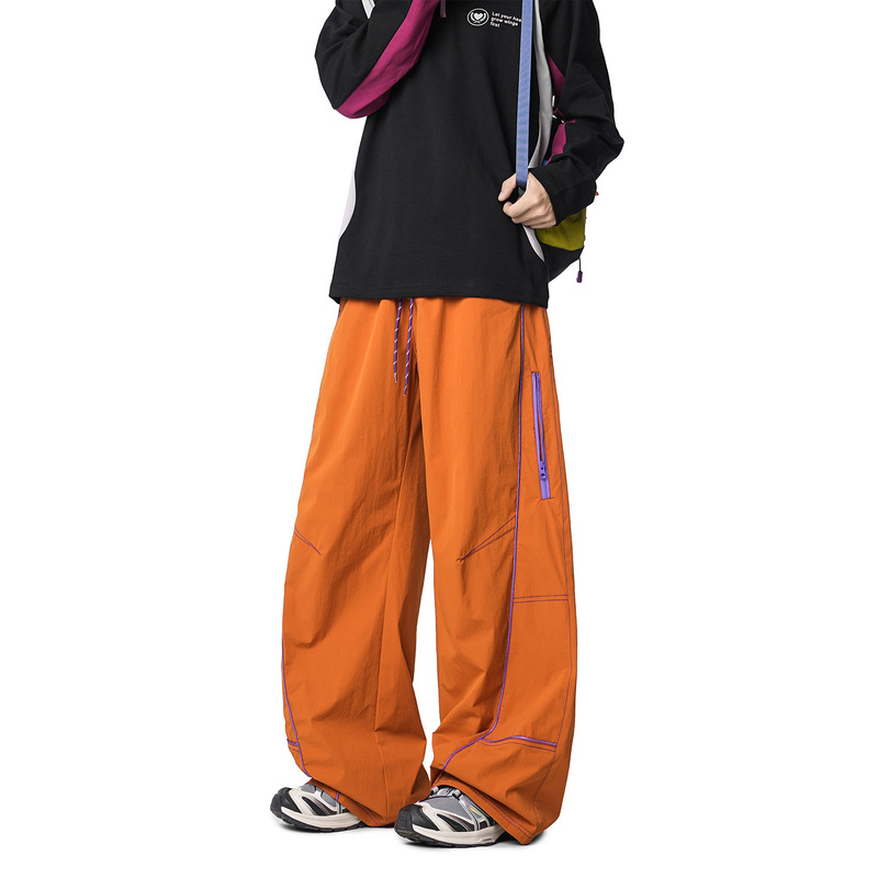 Orange Functional Outdoor Three-Proof Assault Men's and Women's Contrasting Stripesd Scimitar Casual Pants Mountaineering Soft Shell Sports Pants Trendy