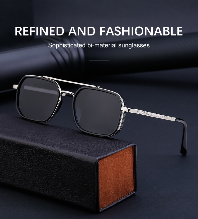 Lunettes de soleil Style Punk Steam pour hommes, nouvelle mode européenne et américaine décontractée, simples et polyvalentes, boîte rétro, 2024_voghion.com